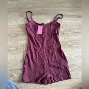 Edikted Burgundy Ribbed Romper